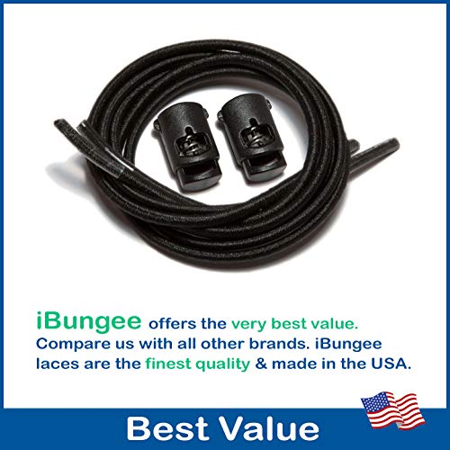 iBungee Laces (Elastic No Tie Shoelaces) (Black, 22-Inch) - Image 4