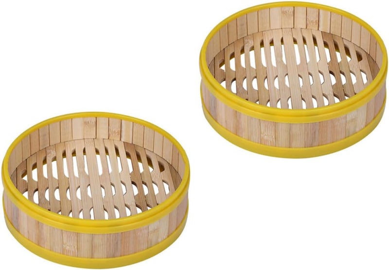KICHOUSE Food Steamer Basket 13.5cm 2pcs Reusable Eco-friendly Steaming Rack for Dim Sum Bao Buns and Vegetables Household Kitchen Supplies - Image 1