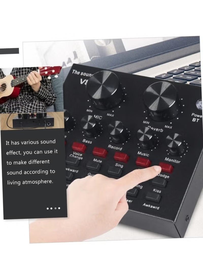 Generic External Sound Card USB Live External Sound Mixer Board Voice Changer Sound Card with Multiple Sound Effects for Live Recording Home KTV Voice Chat  - Image 3