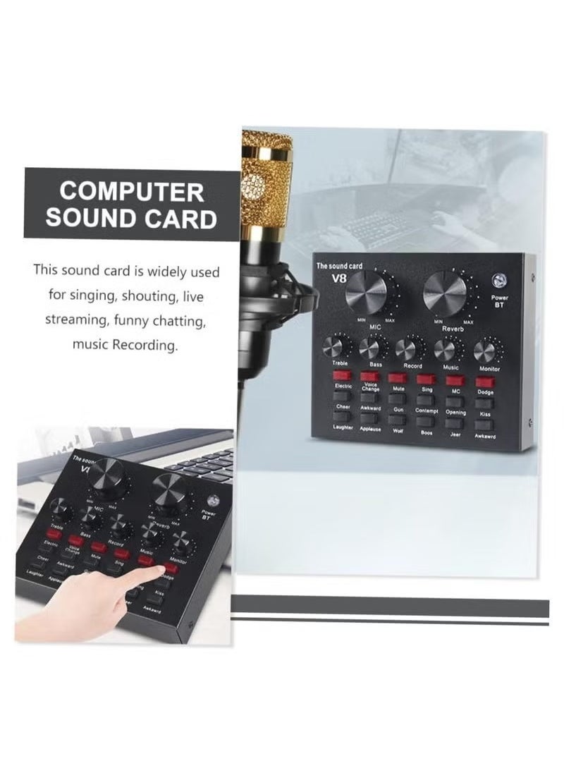 Generic External Sound Card USB Live External Sound Mixer Board Voice Changer Sound Card with Multiple Sound Effects for Live Recording Home KTV Voice Chat  - Image 2