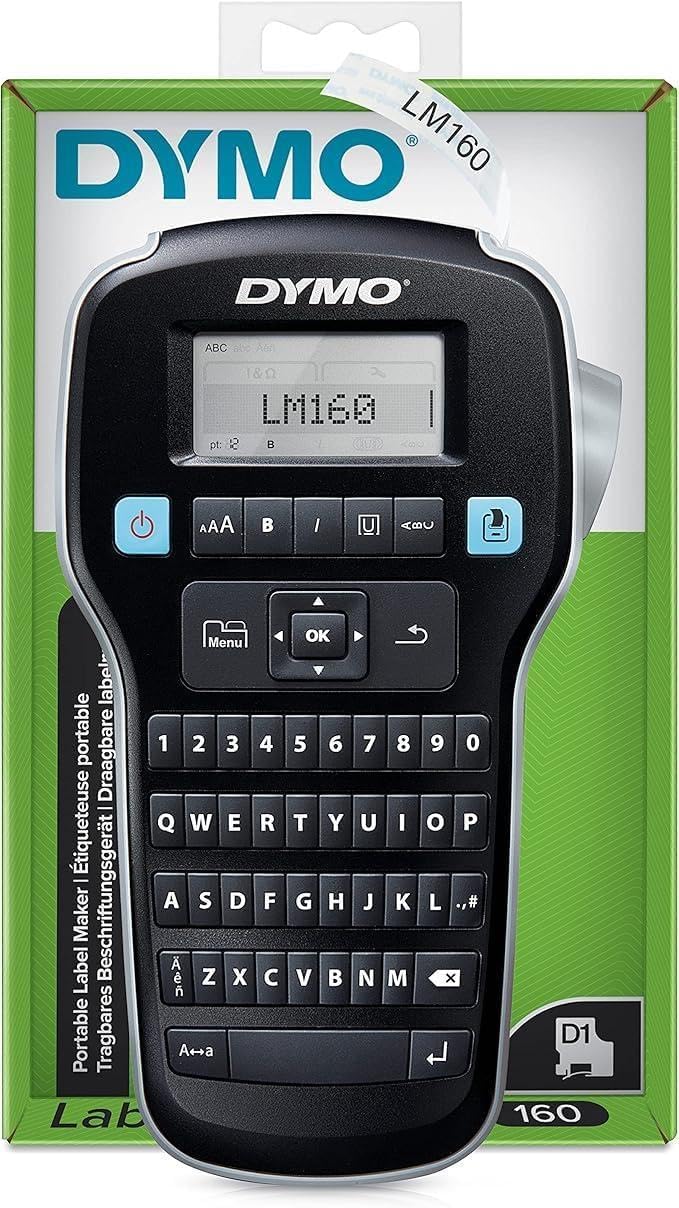 Dymo LabelManager 160 Label Printer | Hand Label Printer with QWERTY Keyboard | Includes Black and White D1 Label Tape (12mm) | for Home and Office - Image 1