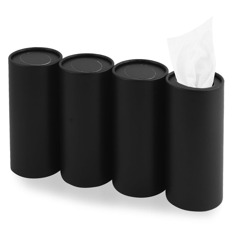 Figpade 4PCS Pull Out Cars Tissue Holder,Refillable Car Tissues Cylinder with 30-Count Per Box,Multifunctional Car Tissue Box for Cars as Automotive Garbage Cans/Pen Holders (Black) - Image 1