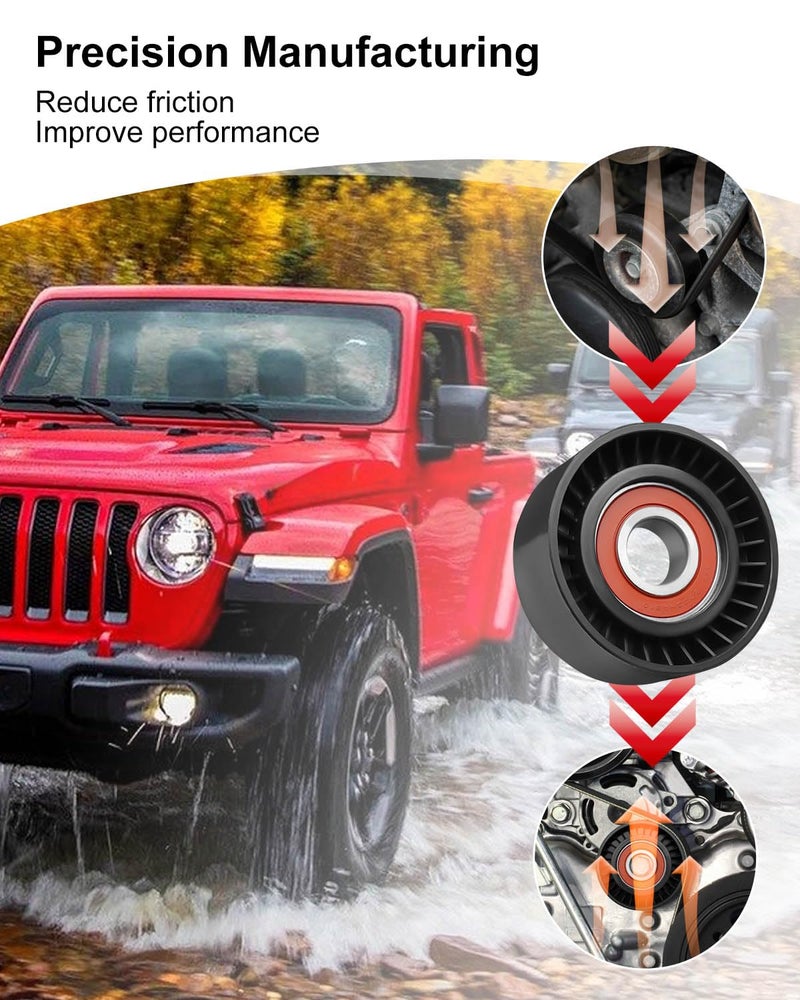 ULZOZN Drive Belt Idler Pulley Replace 4627039AA Fit for Jeep Wrangler 2007-2017 - Image 4
