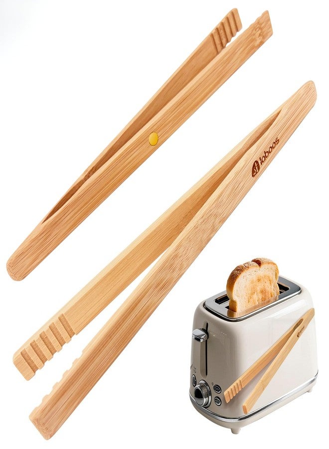 laboos Magnetic Bamboo Toaster Tongs (Set of 2), 10.2-Inch Extra-Long Kitchen Tongs with Rebound-Construct & Anti-Slip Grip, Ideal for Cooking, BBQ, Serving - by LABOOS - Image 1