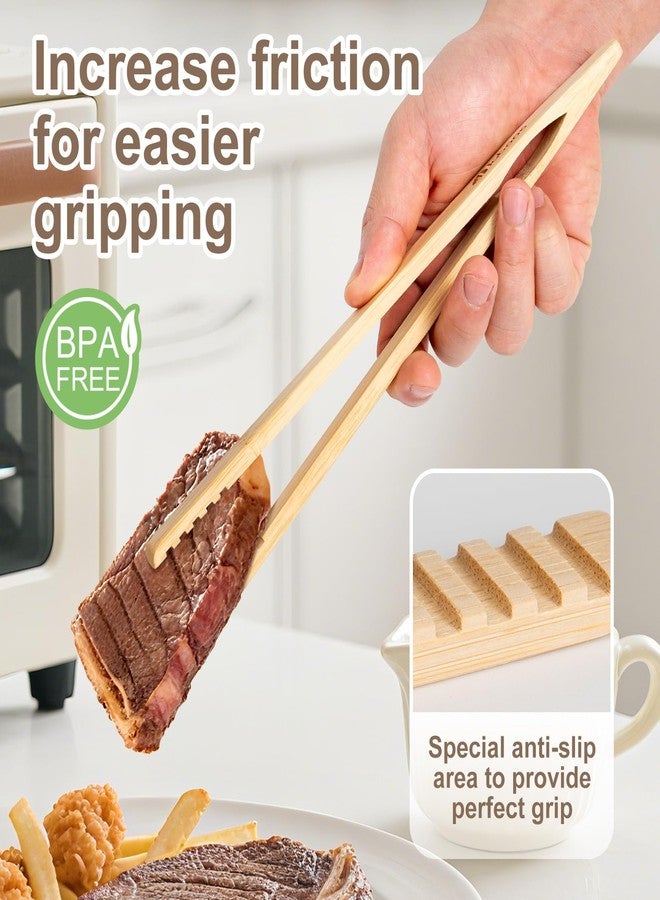 laboos Magnetic Bamboo Toaster Tongs (Set of 2), 10.2-Inch Extra-Long Kitchen Tongs with Rebound-Construct & Anti-Slip Grip, Ideal for Cooking, BBQ, Serving - by LABOOS - Image 4