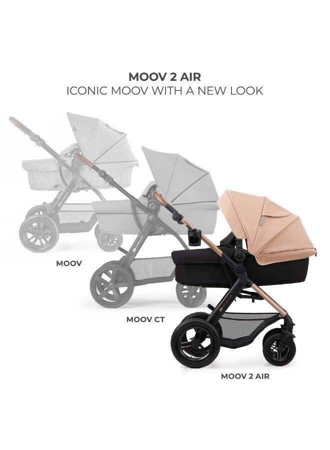Kinderkraft MOOV 2 AIR 4-in-1 Baby Travel System, Multifunctional Stroller with Carrycot, Pushchair & Infant Car Seat, Air-Filled Wheels, Suitable from Birth, Sand Beige - Image 5