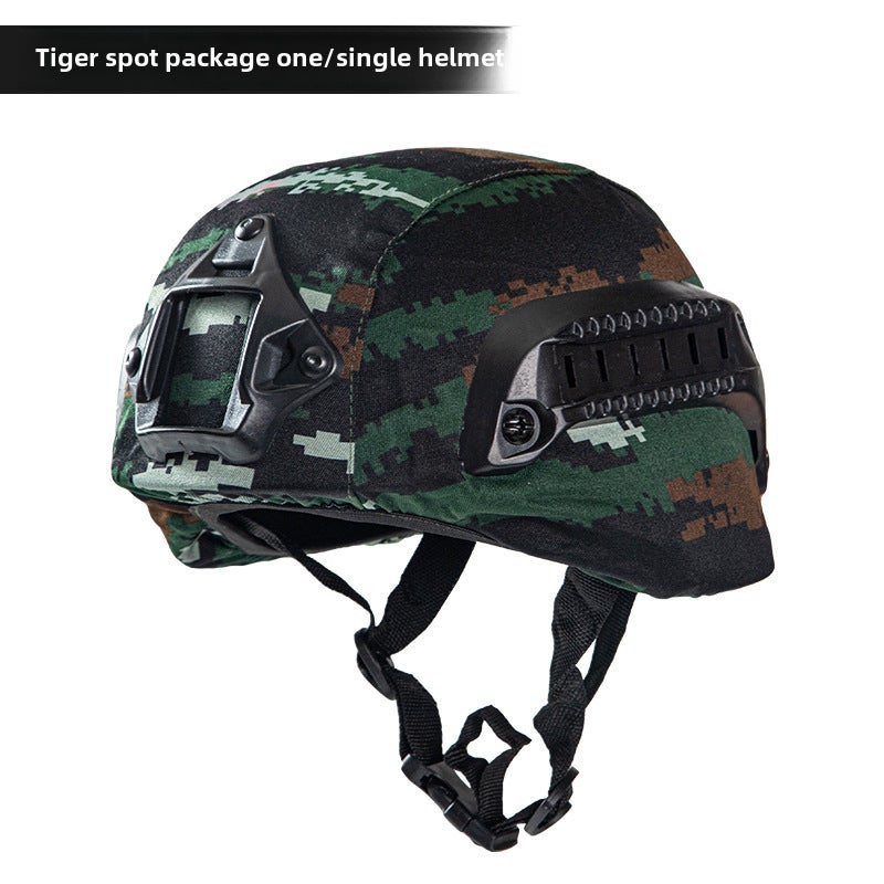 Generic Childrens camouflage outdoor tactical combat helmet FAST field chicken-eating equipment tactical soldier double tube night vision helmet Tiger spot package one_single helmet