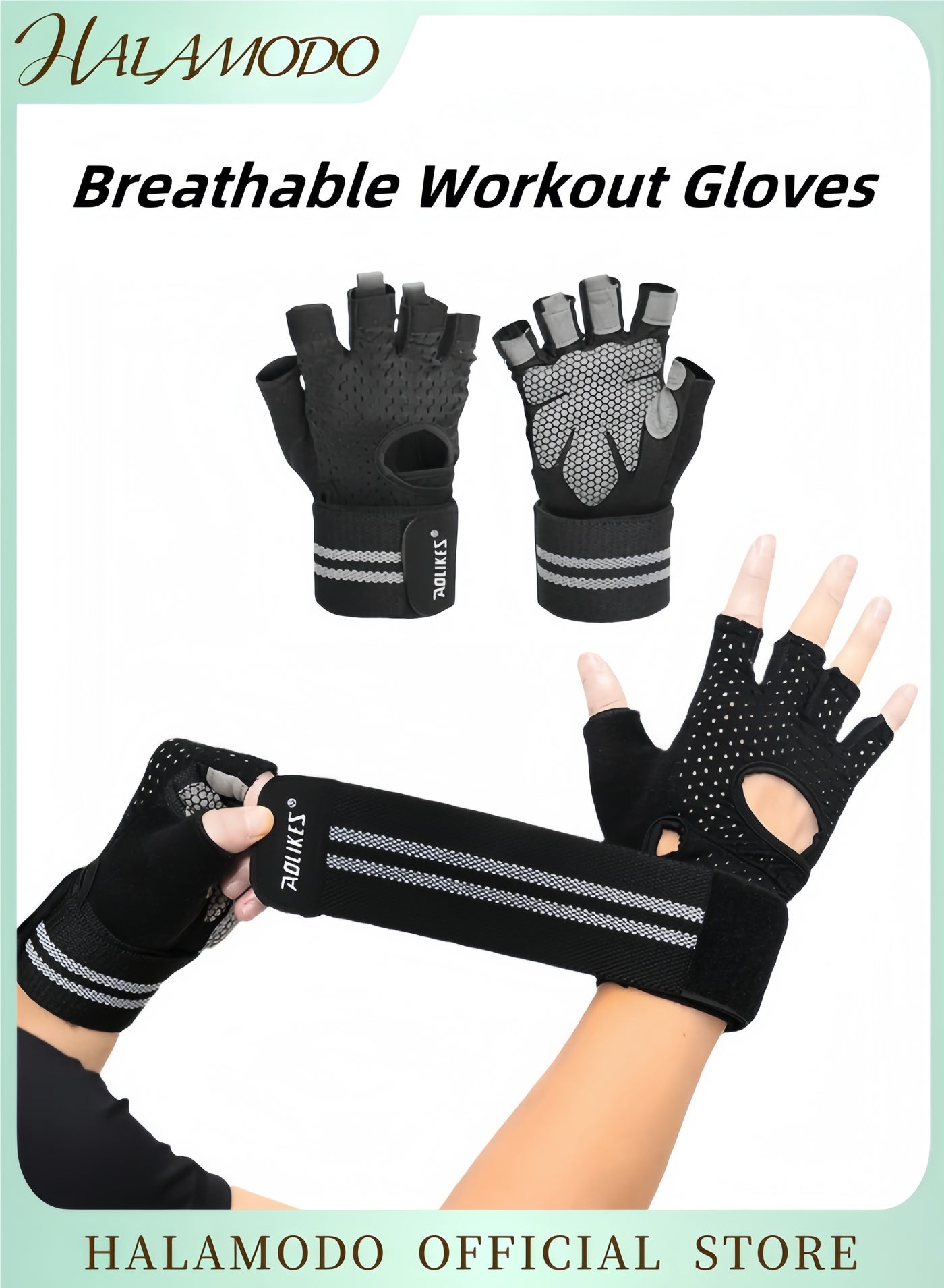 Workout Gloves Fitness Gloves Gym Gloves Half Finger Weight Lifting Gloves Full Palm Protection Breathable Mountain Bike Gloves for Cycling & Hiking & Other Fitness Sports