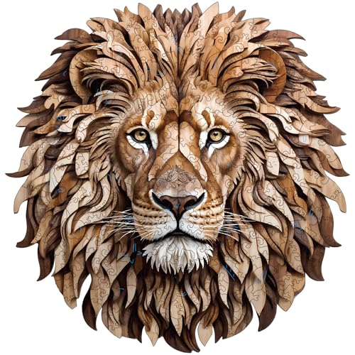 Offito Wooden Puzzles for Adults 300 Pieces Lion Unique Shaped Wooden Jigsaw Puzzles for Adults King Size 1469 x 1496 Adult Wood Puzzles for Family Friend Game - Image 1