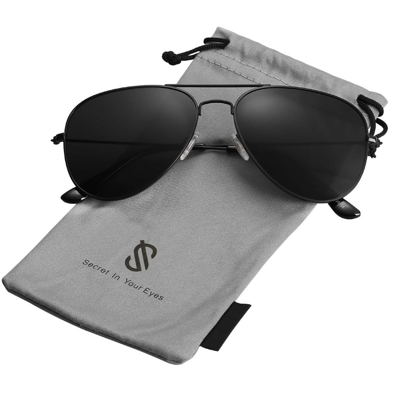 SOJOS Classic Aviator Polarized Sunglasses for Men Women Vintage Retro Style,Black/Grey - Image 2