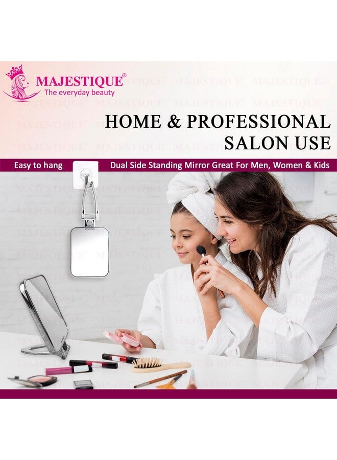 MAJESTIQUE Handheld Makeup Mirror, Foldable Desk Mirror with Stand, 270° Rotating, Ideal for Purse, Bathroom, and Bedroom - 1Pc/Multicolour - Image 4