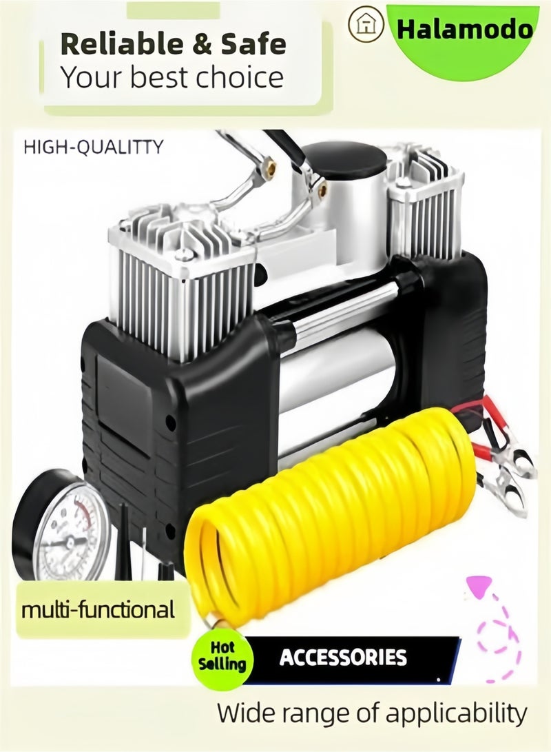 Halamodo 12V Tire Inflator Portable Air Compressor,150 PSI Electric Air Pump for Car Tires with Tyre Pressure Gauge,for Bike/Auto - Image 1