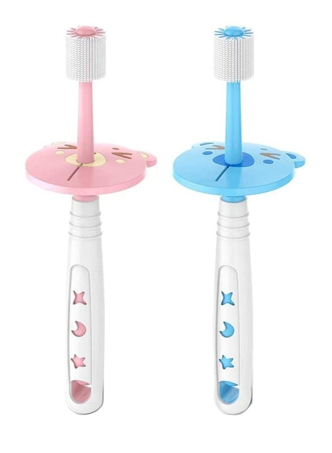 سيوسي فرشاة أسنان للأطفال ، بشعيرات سيليكون ناعمة 360 درجة ، فرشاة أسنان للأطفال بعمر 0-12 سنة ، قطعتان من فرش أسنان الأطفال مع واقي مضاد للكسر ، فرشاة أسنان للأطفال الصغار ، تصميم تنظيف أسنان 360 درجة للأط - Image 1