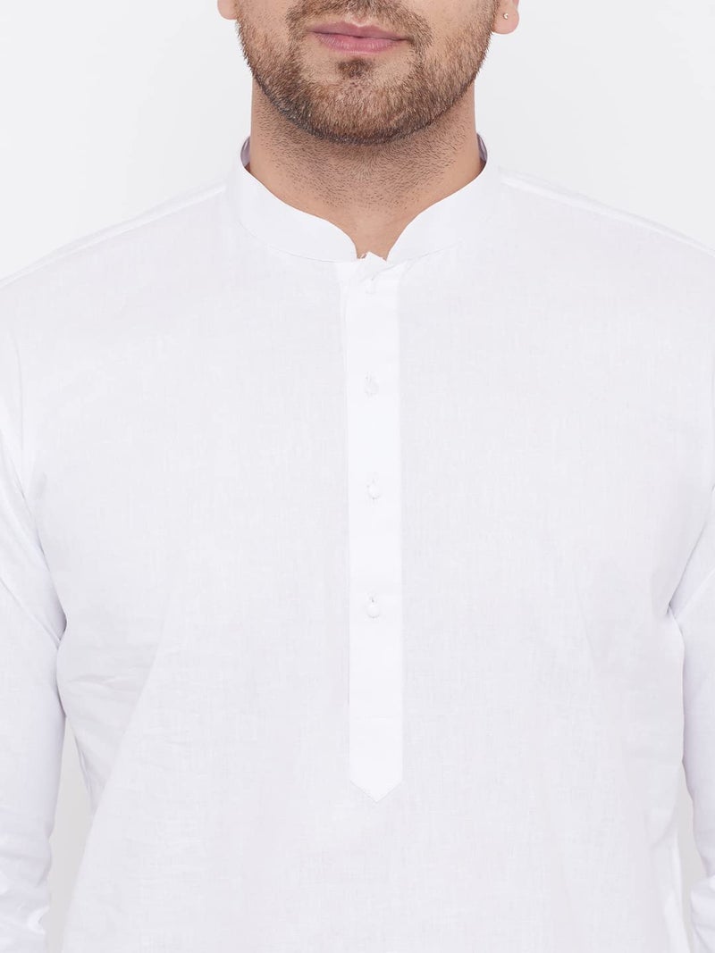 VASTRAMAY Men's White Cotton Kurta || Classic White Cotton Kurta || Ethnic Wear for Festivals, Weddings_VASMK122WH_42 - Image 5