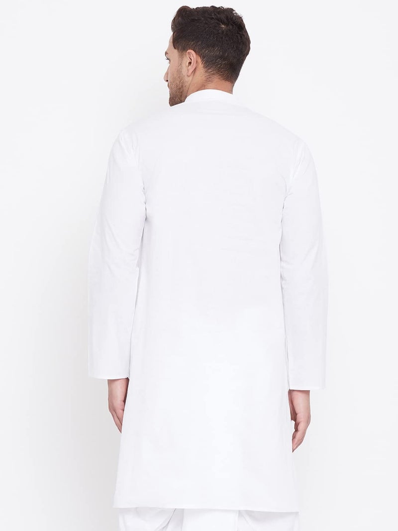 VASTRAMAY Men's White Cotton Kurta || Classic White Cotton Kurta || Ethnic Wear for Festivals, Weddings_VASMK122WH_42 - Image 4