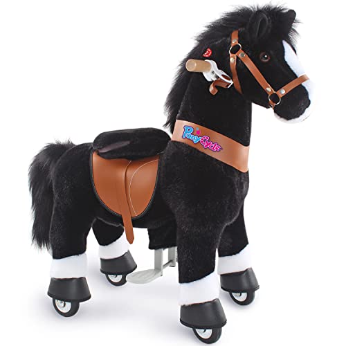 PonyCycle Ride on Horsey Toddler Ride on Toys for Boys Classic Model U with Brake 30 HeightSize 3 Rocking Horse for Age 34 Ride on Horse Toys Mechanical Animal Plush Black Ux326 - Image 1