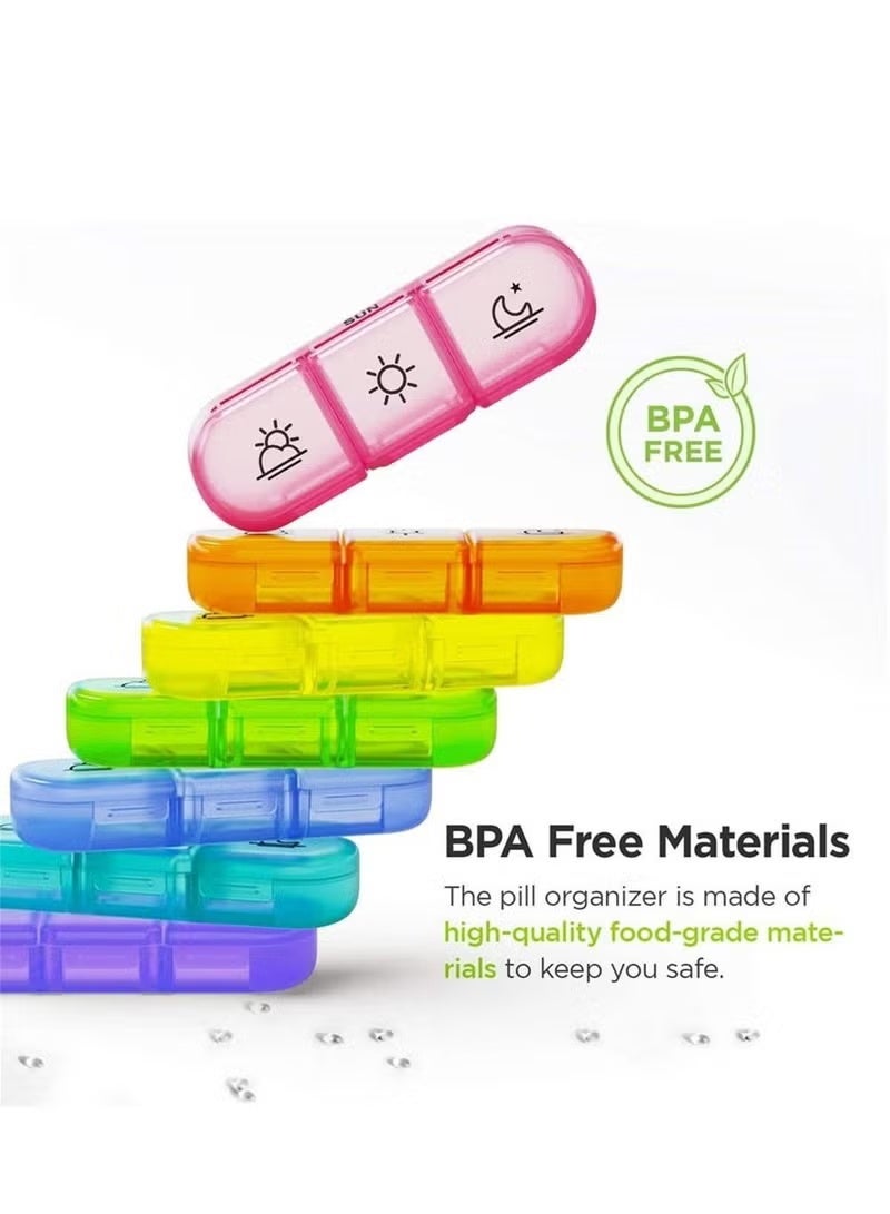 Weekly Pill Organizer 3 Times A Day, Portable Travel Pill Box 7 Day with Large Compartments, Portable Travel Pill Case for Vitamins, Medicine, Fish Oils, Supplements (Transparent shell, Color Box) - Image 5