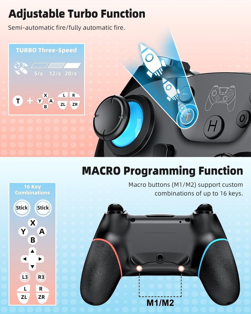 KOVA Switch 2 Controller Accessories Bundle for Nintendo, 17-in-1 Kit: Carrying Case, Wireless Controller, Steering Wheels, Grips for JoyCon, Protective Cover for Nintendo Switch 2 Console with Ergo Grips - Image 5