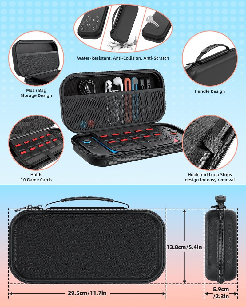 KOVA Switch 2 Controller Accessories Bundle for Nintendo, 17-in-1 Kit: Carrying Case, Wireless Controller, Steering Wheels, Grips for JoyCon, Protective Cover for Nintendo Switch 2 Console with Ergo Grips - Image 3