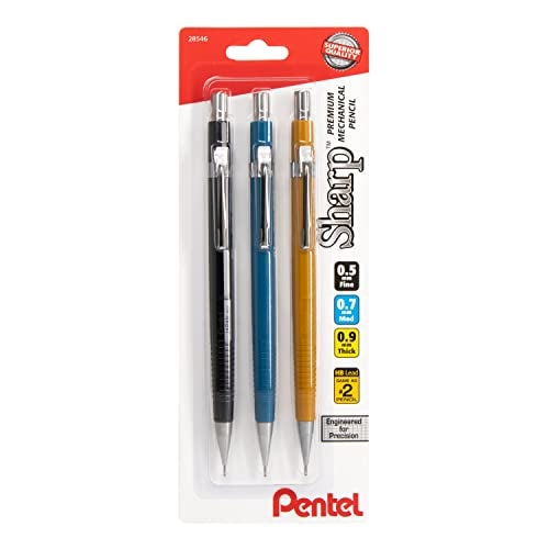 Pentel Sharp Mechanical Pencil 3 pack Assorted Barrels (1 each 0.5mm, 0.7mm, 0.9mm) - Image 1
