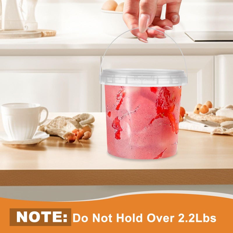 AKOLAFE 30Pack 32oz Deli Containers with Lids Deli Cups 32 oz Soup Containers with Lids Freezer Safe Clear Plastic Buckets with Handles To Go Food Containers Small Bucket Quart Containers Food Storage - Image 5