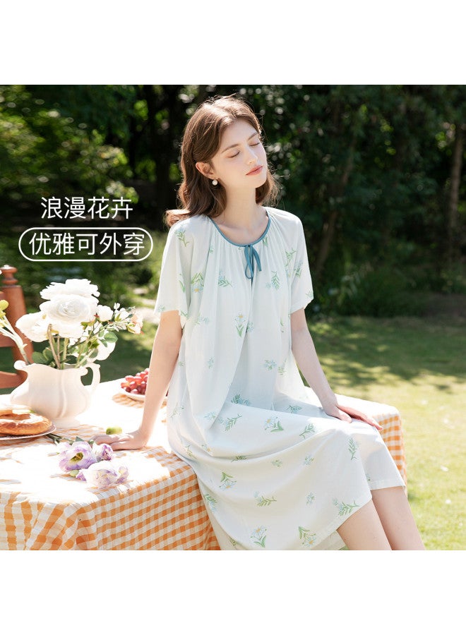 Fenton sleeveless Nightgown With Built-in Pads, Summer Thin Midi Sleep Dress - Image 5