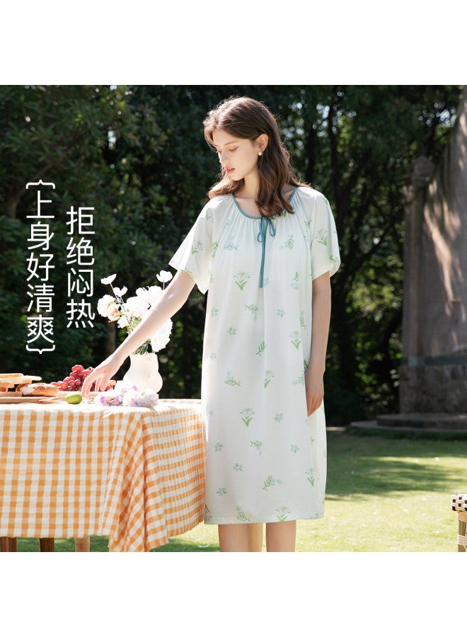 Fenton sleeveless Nightgown With Built-in Pads, Summer Thin Midi Sleep Dress - Image 4