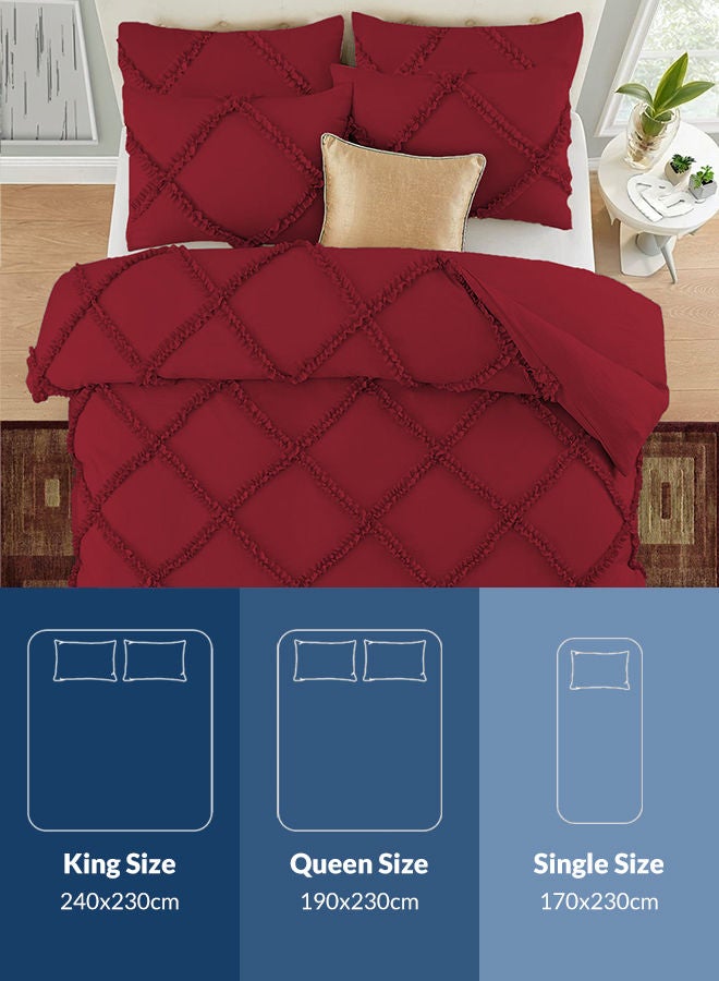 BedDecor مجموعة أغطية سرير فاخرة 400TC من القطن المصري 100% لجميع الفصول 5 قطع مع لحاف مزيّن بالألماس باللون الأبيض - Image 3