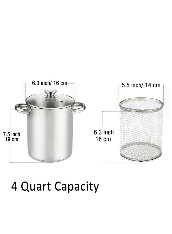 Cook N Home Cook N Home Deep Fryer Pot, Japanese Tempura Small Stainless Steel Deep Frying Pot, 304 Stainless Steel with Oil Drip Drainer Rack, Glass Lid, 6.3 inch/ 4Quart, for Kitchen French Fries, Chicken  - Image 2