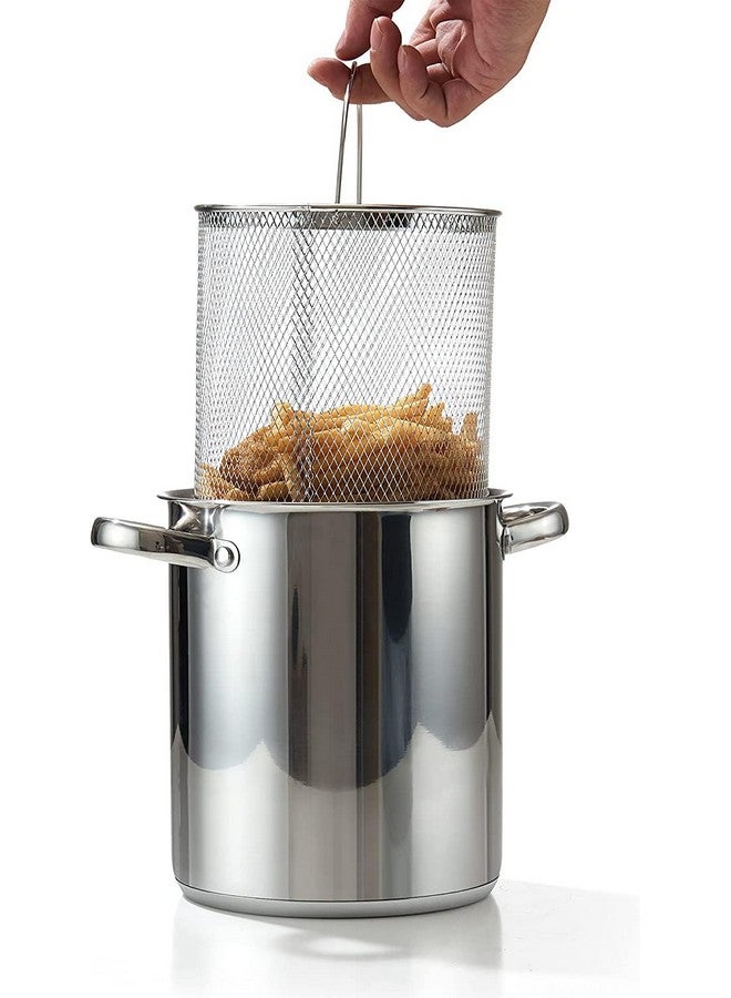 Cook N Home Cook N Home Deep Fryer Pot, Japanese Tempura Small Stainless Steel Deep Frying Pot, 304 Stainless Steel with Oil Drip Drainer Rack, Glass Lid, 6.3 inch/ 4Quart, for Kitchen French Fries, Chicken  - Image 5