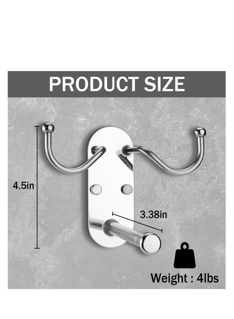 Excefore Clothes Hanger Storage, 2 Pack Silver Metal Holder, Wall Hangers for Hanging in Living Spaces, Closet Hangers Space Saver, Closet Hangers, Shirt Organizer, Magic Hangers  - Image 2