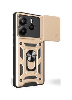 Generic Case Cover Shockproof Protective Case with Camera Protection and Metal Ring Compatible with  Redmi Note 14 4G (Gold) 