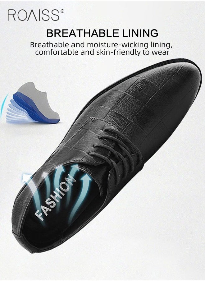 roaiss - Black Brown Low Top Men Formal Office Shoes Men Dress Shoes - Image 1