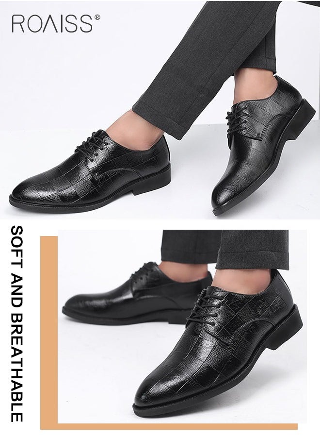 roaiss - Black Brown Low Top Men Formal Office Shoes Men Dress Shoes - Image 1