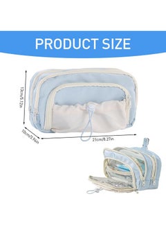 Zibuyu Zibuyu® Pencil Pouch for Girls Aesthetic, 3-Layer Stationeries Storage Zipper Pouch Schoolgirls Soft Cloth Pencil Pouch with Multi Interior Compartments Girls Pencil Bag Gift for Girls, 21x13x10cm  - Image 4
