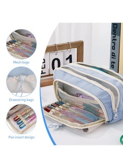 Zibuyu Zibuyu® Pencil Pouch for Girls Aesthetic, 3-Layer Stationeries Storage Zipper Pouch Schoolgirls Soft Cloth Pencil Pouch with Multi Interior Compartments Girls Pencil Bag Gift for Girls, 21x13x10cm  - Image 3