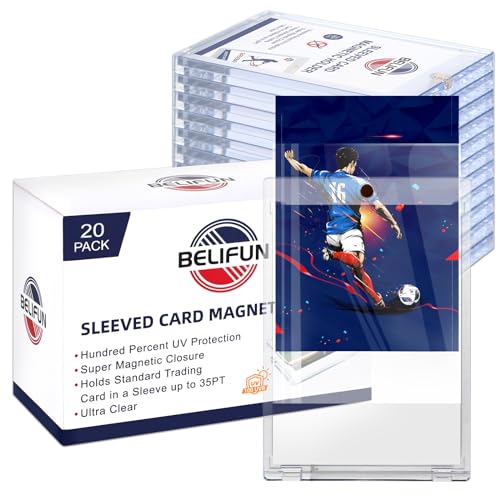 belifun 20Pack One Touch SleevedCard MagneticHolders 35PT Trading Card Holders UV Protection Clear Acrylic Card Cases Magnet Case Protectors for Game Cards Baseball Cards Sports Cards Standard Cards - Image 1