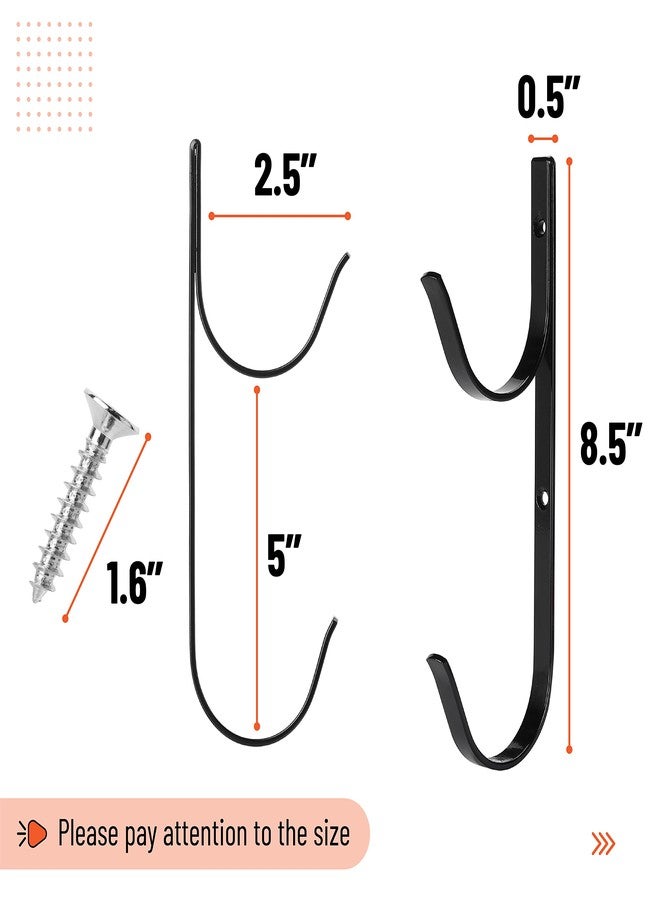 UNCO Aluminum Pool Hooks, 2 Pack, Heavy Duty, Black, Wall Mount, 4 Hooks, 35 lbs Capacity, Pool Equipment, Garden Tools, Household Items - Image 3