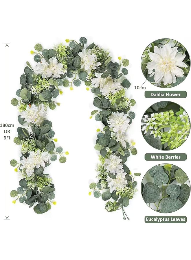 إيروريكس عبوتان من أزهار الكينا الصناعية المصنوعة من الروطان بطول 12 قدمًا من أزهار الكينا الصناعية المزيفة، إكليل من النباتات الخضراء معلق على طاولة الزفاف وحفلات العطلات والديكور - Image 2
