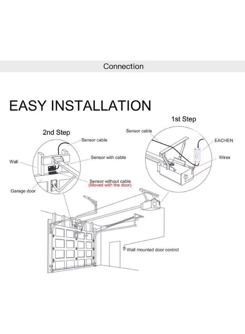 WiFi Smart Garage Door Controller Opener Smart Life/Tuya APP Remote Compatible With Alexa Echo Google Home No Hub Require