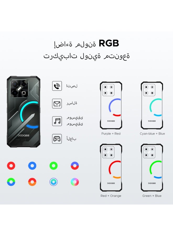 دوجي هاتف DOOGEE Blade GT Play 5G FHD+ 120Hz المتين، هاتف ذكي متين نحيف بسمك 10.5 مم وخفيف الوزن بوزن 265 جم مع تأثير ضوئي RGB، هاتف خلوي متين بمعالج 6nm D7025، ذاكرة 20 جيجابايت + 256 جيجابايت، بطارية 5800 مللي أمبير، كاميرا 50 ميجابكسل مزودة بتقنية الذكاء الاصطناعي، تقنية NFC - Image 2