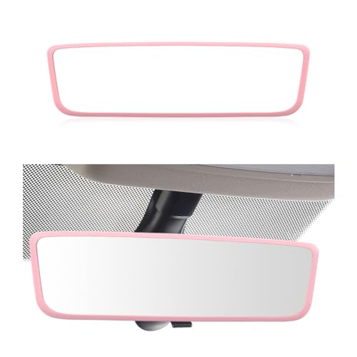 Gasedin Rear View Mirror Protector Frame, Soft Silicone Auto Rear View Mirror Protective Cover, Rearview Edge Cover Compatible with Model 3 Y, Universal Interior Car Accessories (Pink) - Image 1