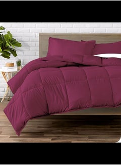 Home of linens Cotton - Plain - Heavy Comforter - 4Kgs - Down Alternative Filling - (For Matress 180cm/200cm) - Size  (250cm x 240cm) - Eggplant  - Image 1