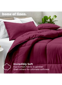 Home of linens Cotton - Plain - Heavy Comforter - 4Kgs - Down Alternative Filling - (For Matress 180cm/200cm) - Size  (250cm x 240cm) - Eggplant  - Image 2
