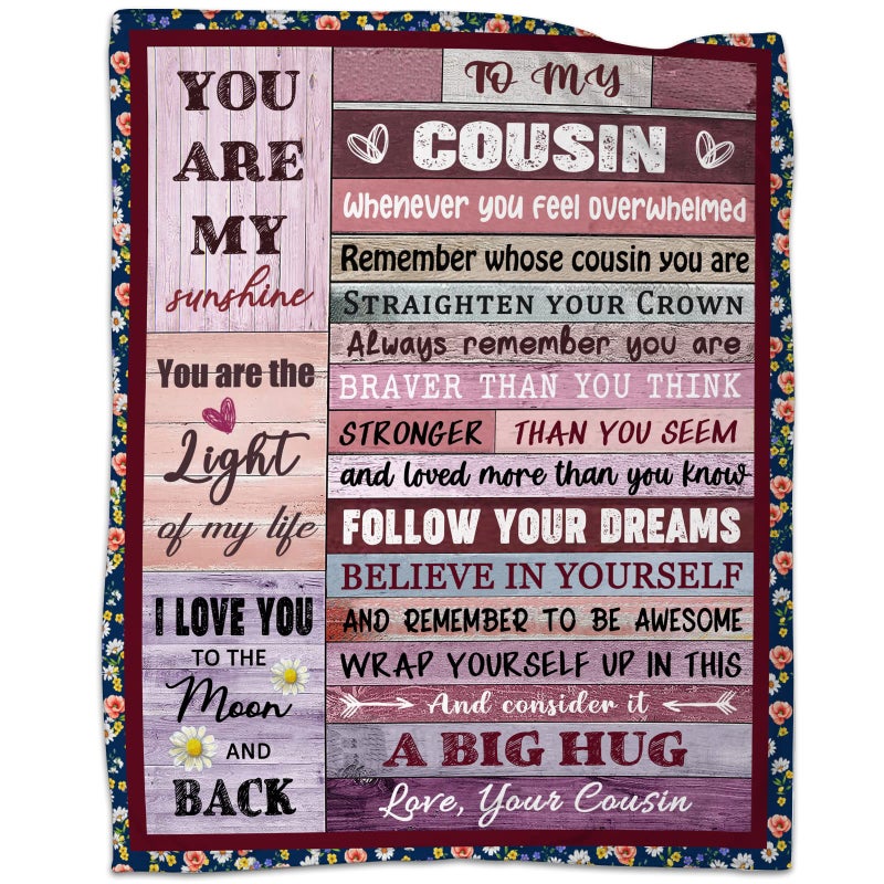 AJIIUSV Cousin Gifts Blanket for Women Girls  Cousin Birthday Gifts for Christmas Thanksgiving Throw Blanket 50X60