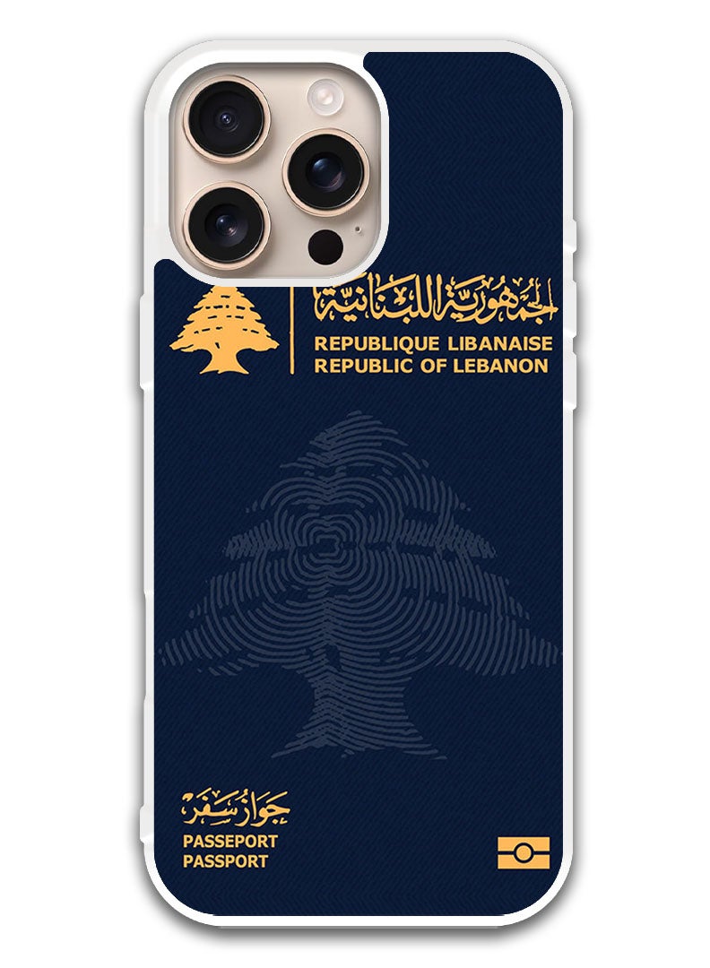 Theodor Protective Case Cover For APPLE IPHONE 16 Pro Lebanon Passport (White Bumper) - Image 1