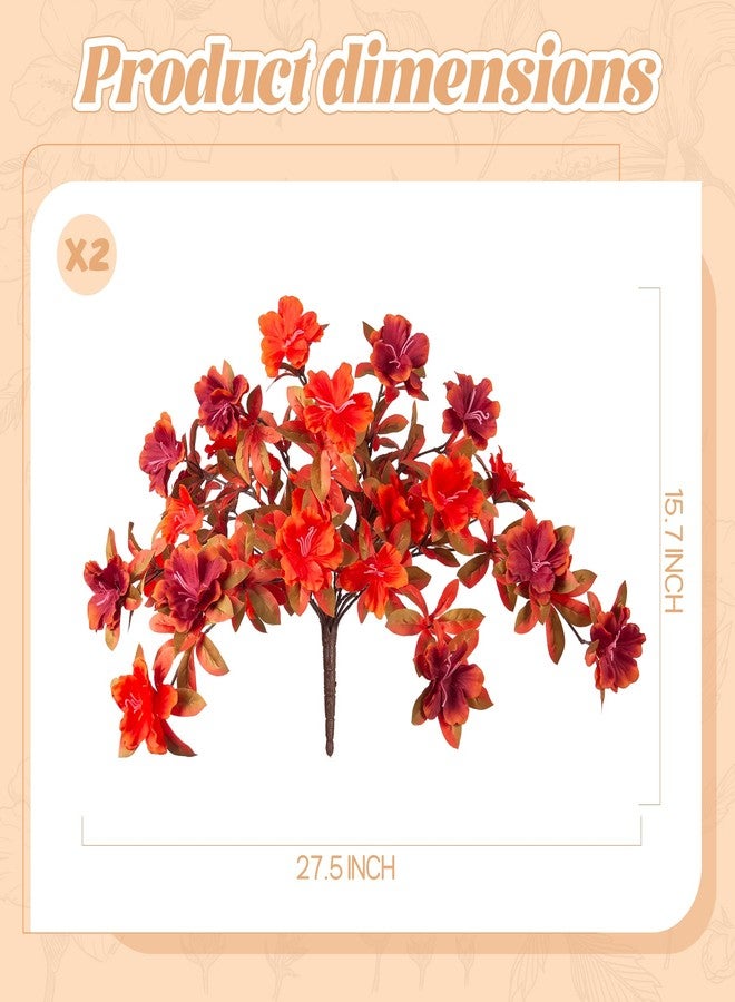 Ammyoo Fall Flowers Artificial for Decoration, Fake Silk Rhododendron Flowers for Outdoors, 2 Bundles Faux Azalea Outside UV Resistant No Fade Floral for Home Garden Balcony Walkway Wedding Party Decor - Image 3