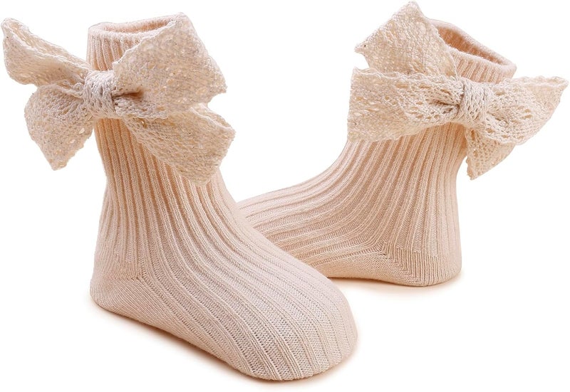 mligril Baby Girls Headband  Socks Set Cute Socks with Flower Hair Bows Baby Accessories Gifts for Newborn Infant Toddler - Image 5