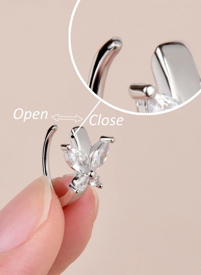 SILBERTALE Clicker Belly Button Rings for Women 925 Sterling Silver small Belly Barbell Piercing Reverse Curved Navel Barbell Body Jewelry, Sterling Silver, sterling silver - Image 3