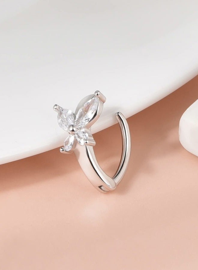 SILBERTALE Clicker Belly Button Rings for Women 925 Sterling Silver small Belly Barbell Piercing Reverse Curved Navel Barbell Body Jewelry, Sterling Silver, sterling silver - Image 2